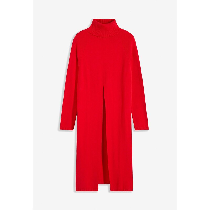 bonprix Dlhý pulóver s rozparkom, farba červená 58271715