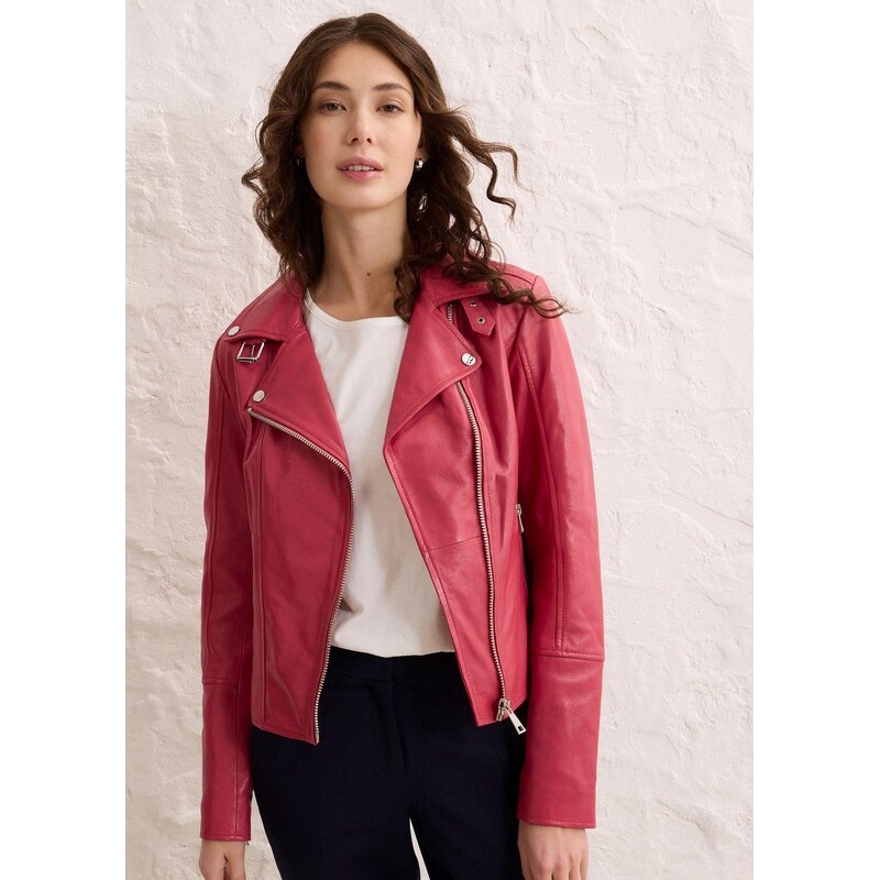 bonprix Kožená motorkárska bunda z jahňacej nappa kože, farba ružová 62055297