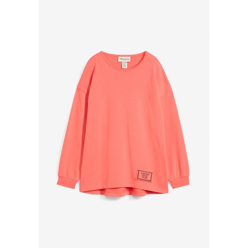 bonprix Mikina, vzadu dlhšia, z bavlneého mixu, farba ružová 62198469