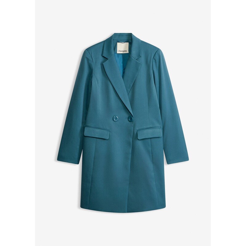 bonprix Dlhý blejzer s výstrihom do V, dlhý rukáv, farba modrá 67426224