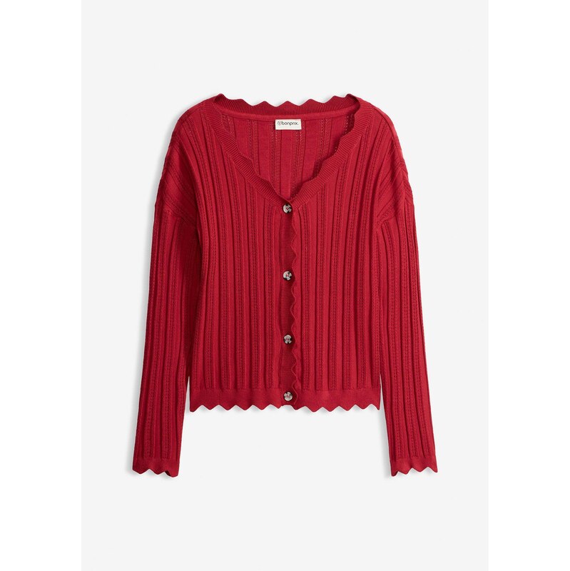 bonprix Krátky pletený ažúrový sveter s udržateľnou viskózou, farba 67426227