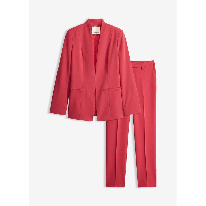 bonprix Nohavicový oblek (2-dielna sada), farba červená 67426228