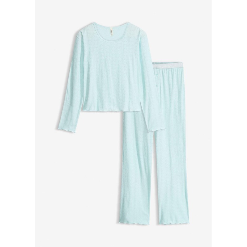 bonprix Ľahké pyžamo so srdiečkovým vzorom, farba modrá 67426239