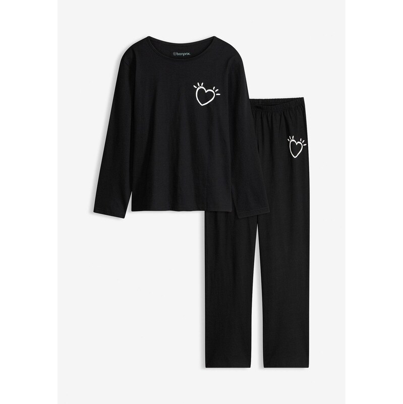 bonprix Pyžamo z mäkkej bavlny, farba čierna 67426242