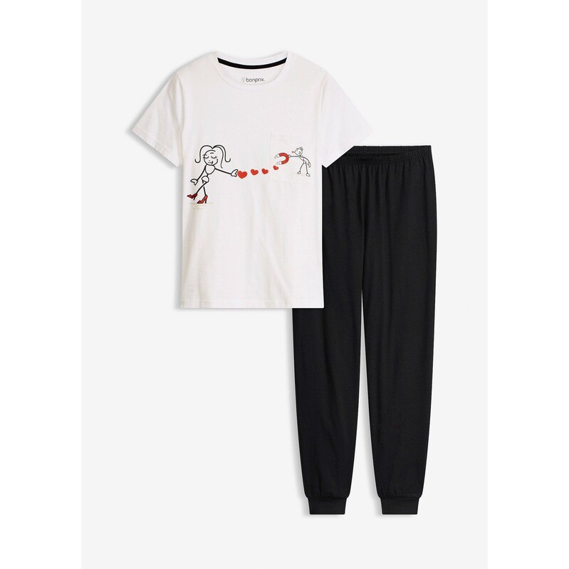 bonprix Pyžamo z mäkkej bavlny, farba biela 67426240