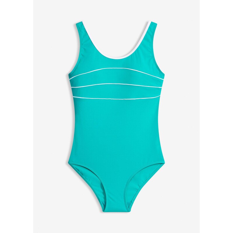 bonprix Jednodielne plavky s ozdobnými švíkmi, farba zelená 67426246