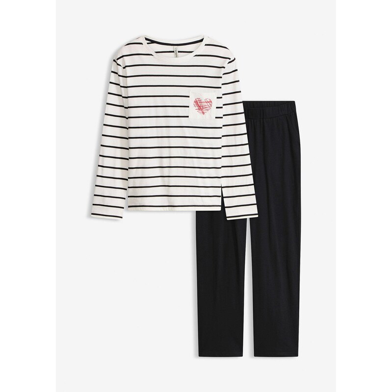 bonprix Pyžamo z čistej bavlny, farba biela 67426250