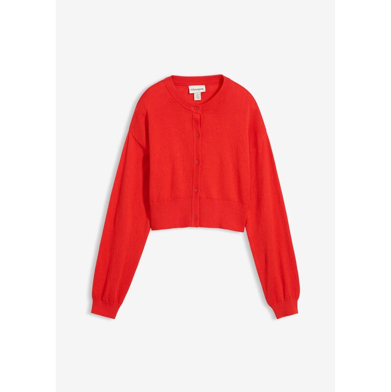 bonprix Pletený sveter s hodvábnym podielom, farba červená 67426251