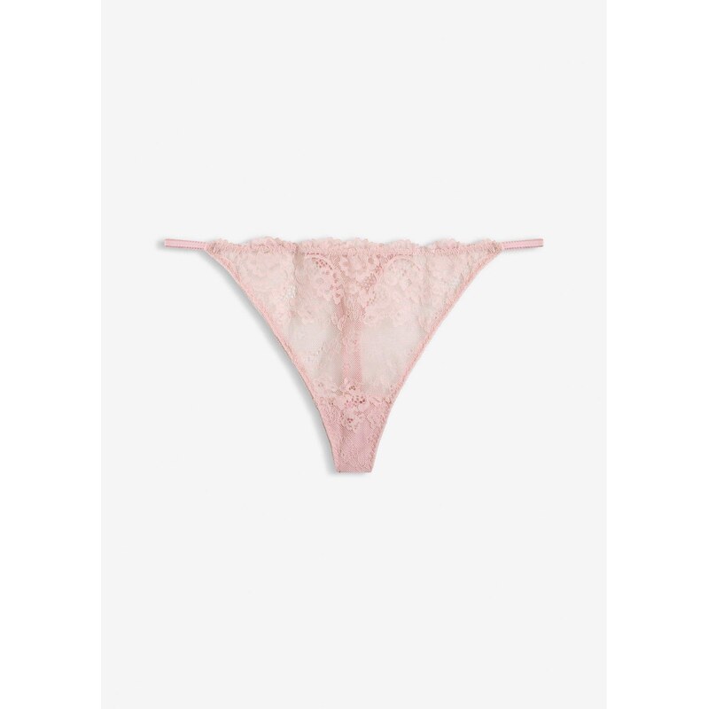bonprix String nohavičky z jemnej čipky, farba ružová 67426261