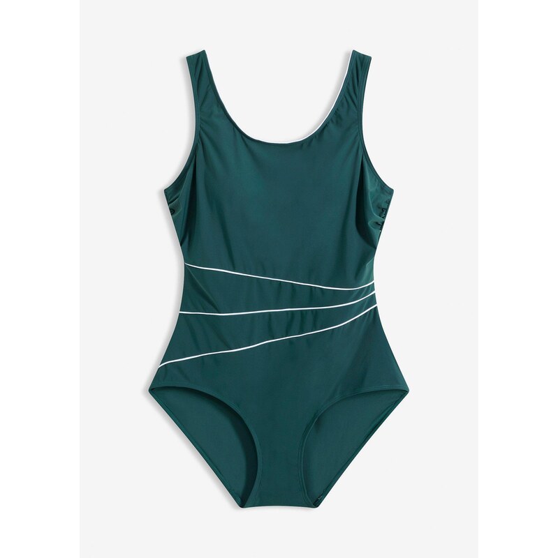 bonprix Jednodielne sťahujúce plavky s ozdobnými švíkmi, farba modrá 67426264