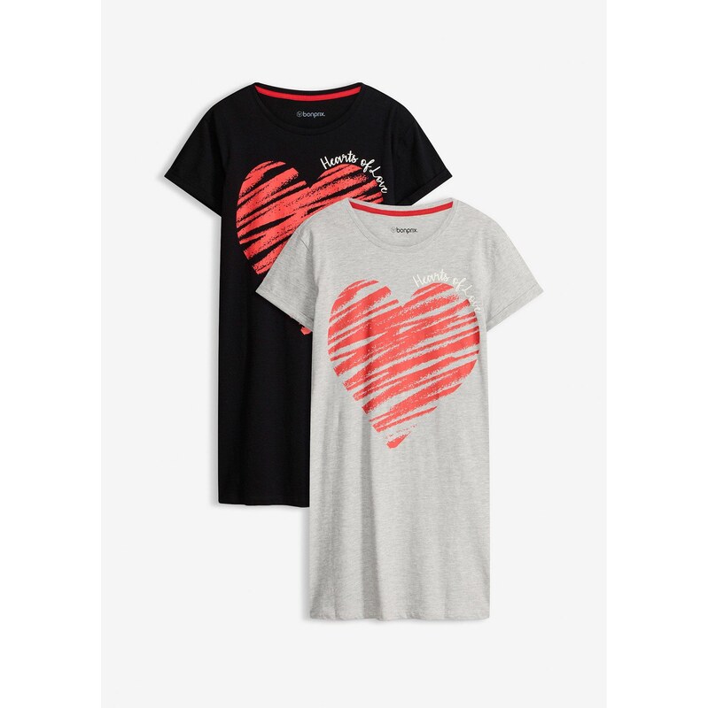 bonprix Nočná košeľa (2 ks), z čistej bavlny, farba šedá 67426262