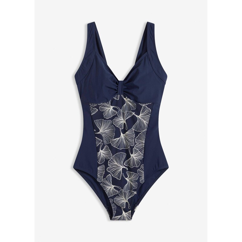 bonprix Jednodielne sťahovacie plavky s potlačenou časťou, farba modrá 67426278