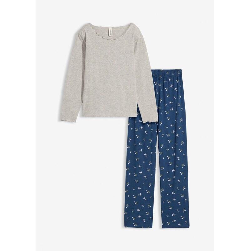 bonprix Pyžamo z mäkkej bavlny, farba šedá 67426298