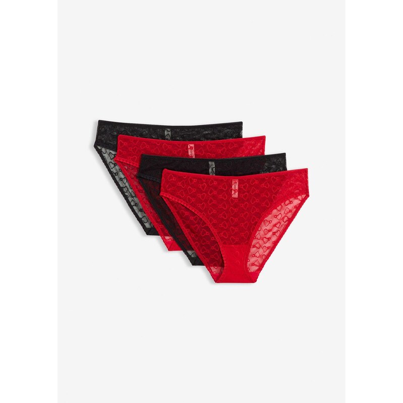 bonprix Maxi nohavičky z čipky (4 ks), farba čierna 67426308