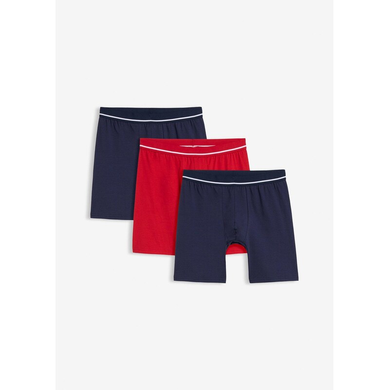bonprix Boxerky, priliehavé, s bavlnou (3 ks v balení), farba modrá 67426333
