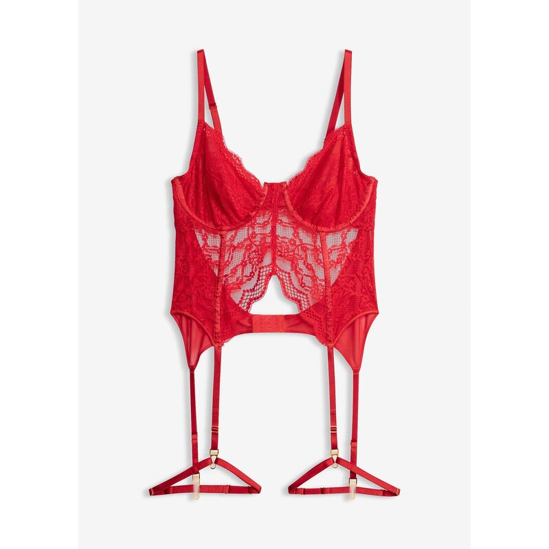 bonprix Korzet z jemnej čipky, farba červená 67426349