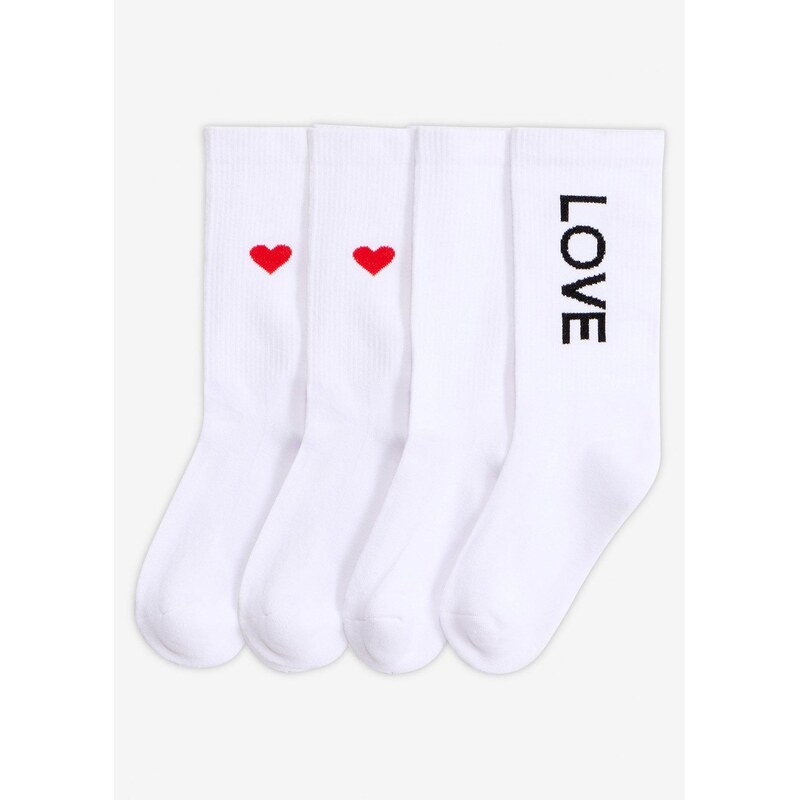 bonprix Ponožky na tenis s bio bavlnou (4 ks v balení), farba biela 67426347