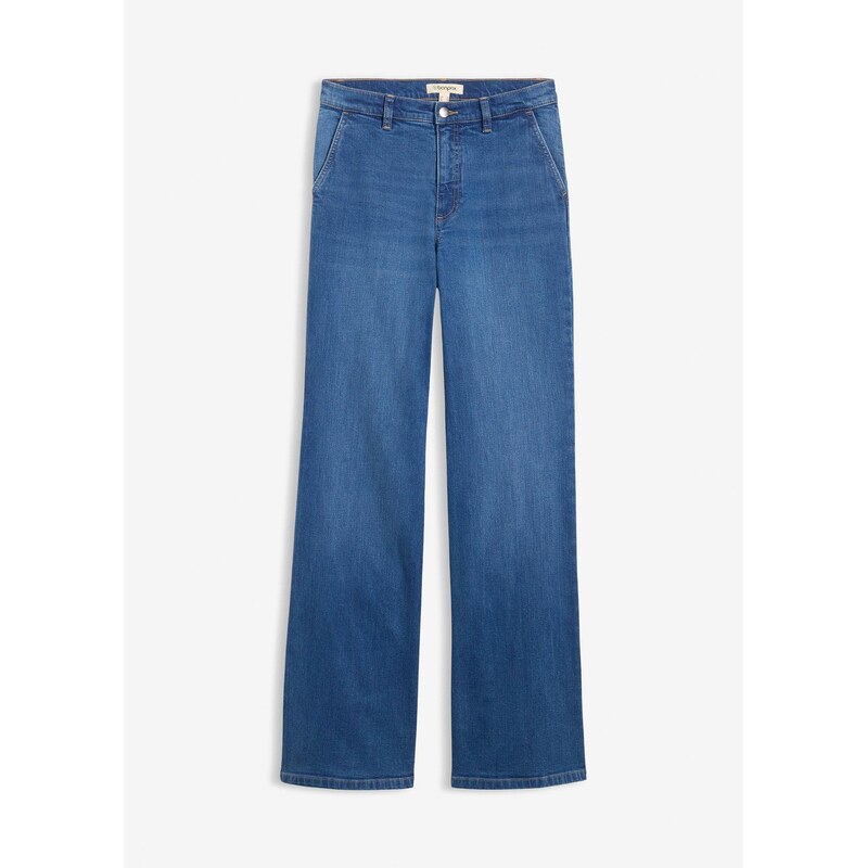 bonprix Džínsy Wide-Leg, High Waist, bio bavlna, farba modrá 67426392