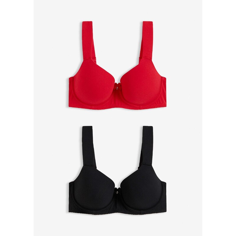 bonprix Vystužená podprsenka s kosticami a čipkou (2 ks v balení), 67426402