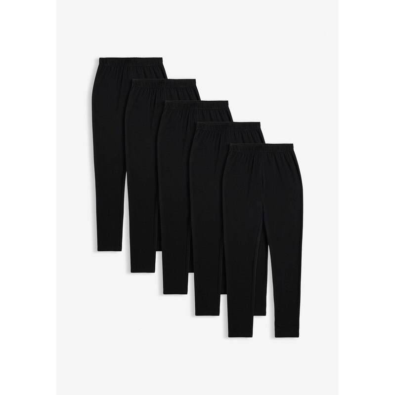 bonprix Legíny z elastického bio bavlneného mixu (5 ks), farba čierna 67426412