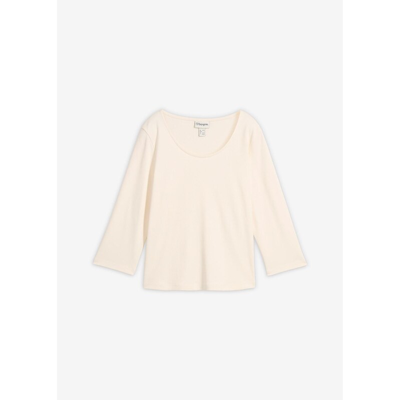 bonprix Tričko, 3/4-rukáv, z ťažkej kvality, bio bavlna, farba biela 67426436