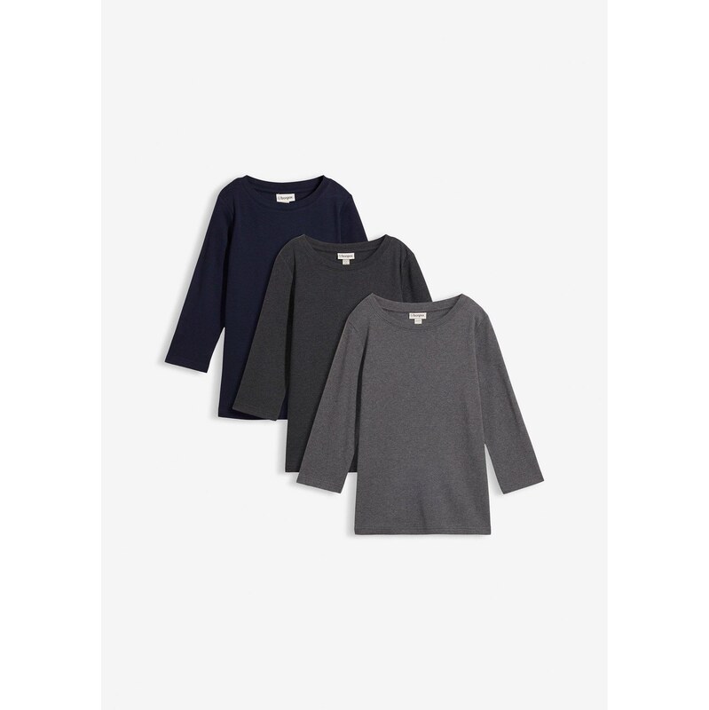bonprix Tričko, ťažký džersej, s bio bavlnou (3 ks v balení), farba 67426437