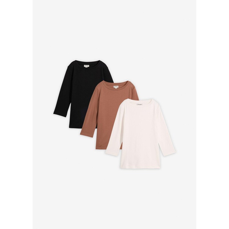 bonprix Tričko, ťažký džersej, s bio bavlnou (3 ks v balení), farba 67426438