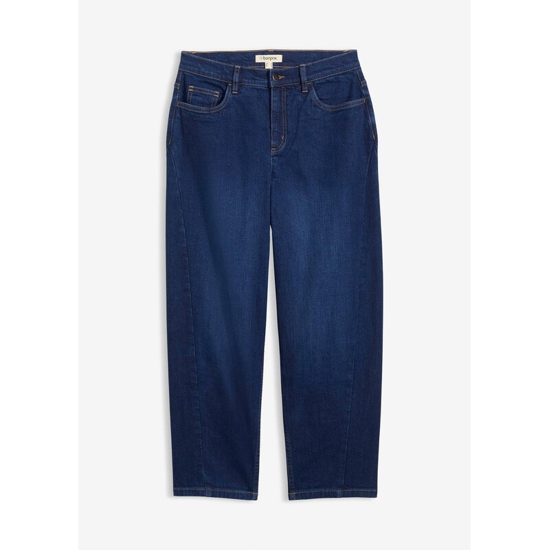 bonprix Džínsy Barrel, Mid Waist, bio bavlna, farba modrá 67426447