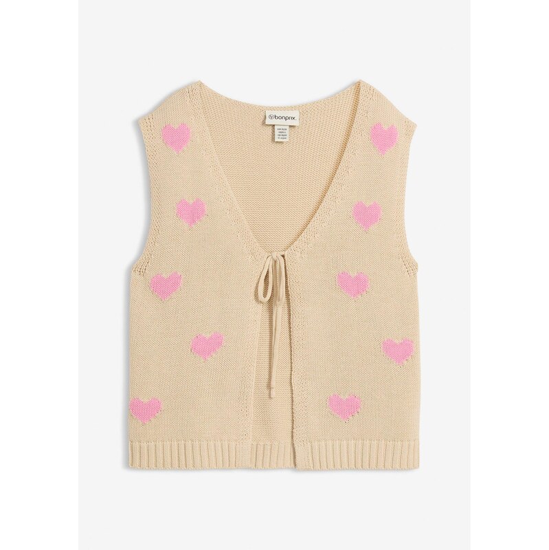 bonprix Pletená vesta, farba béžová 67426458