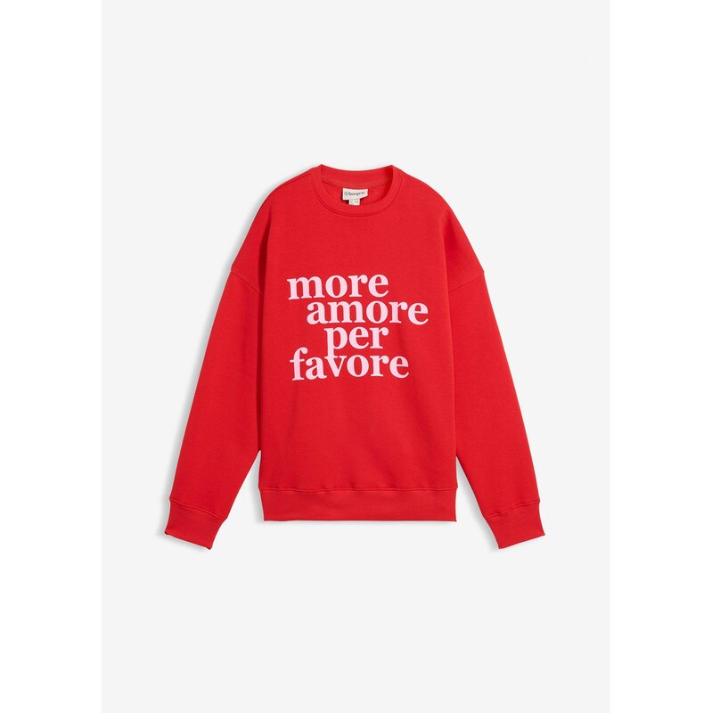 bonprix Oversize mikina z bavlneného mixu, farba červená 67426483