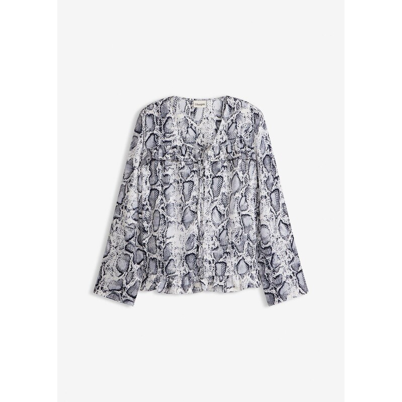 bonprix Tuniková blúzka z padavého saténu, farba čierna 67426487