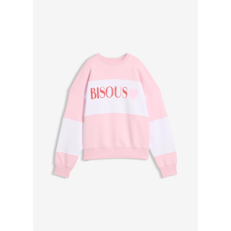 bonprix Mikina oversize z mäkkého bavlneného mixu, farba ružová 67426490