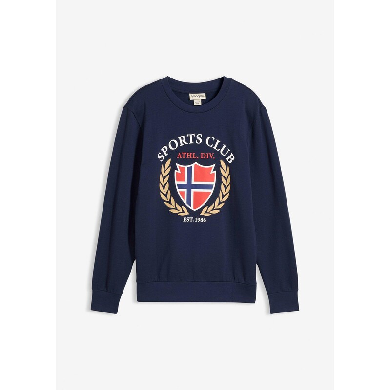 bonprix Mikina z čistej bavlny, farba modrá 67426498