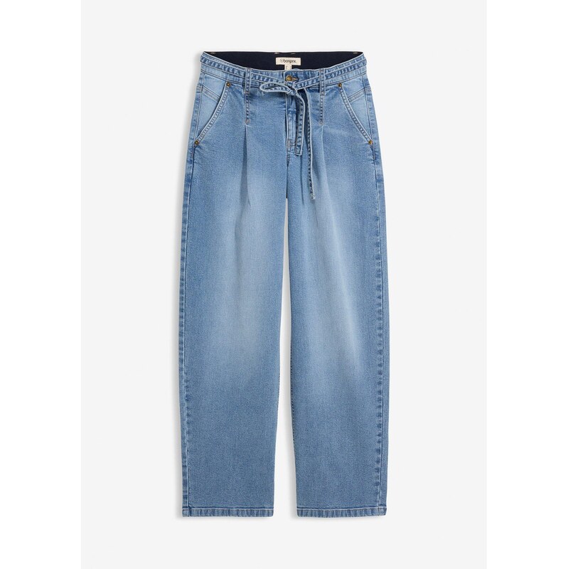 bonprix Džínsy Barrel, stredná výška pásu, farba modrá 67426518