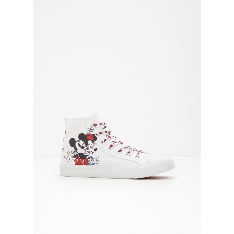 bonprix Vysoké tenisky Mickey Mouse z bavlny, farba biela 67426527