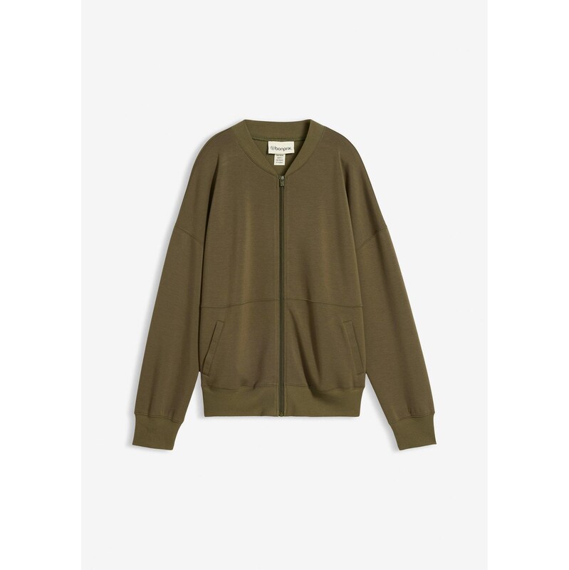 bonprix Mikinová bunda oversize, zo scuba materiálu, farba zelená 67426525