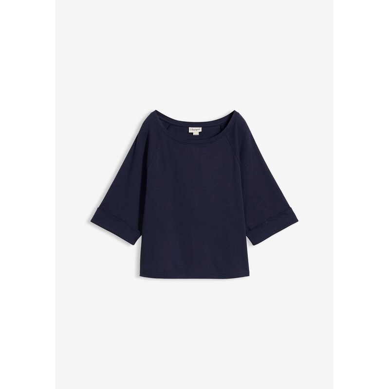 bonprix Tričko, raglánové, z ťažkej bio bavlny, farba modrá 67426531