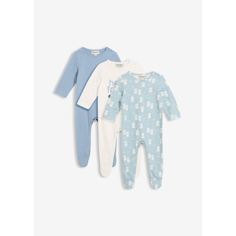 bonprix Dupačky z čistej bio bavlny (3 ks v balení), farba modrá 67426548