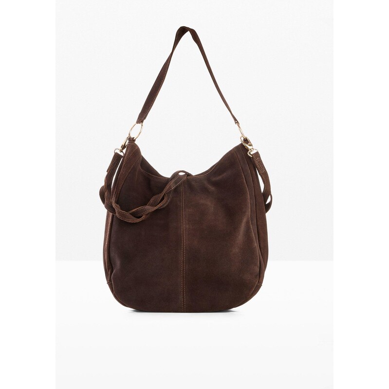 bonprix Kožená taška s dekoratívnym dodatočným remienkom, farba hnedá 67426580