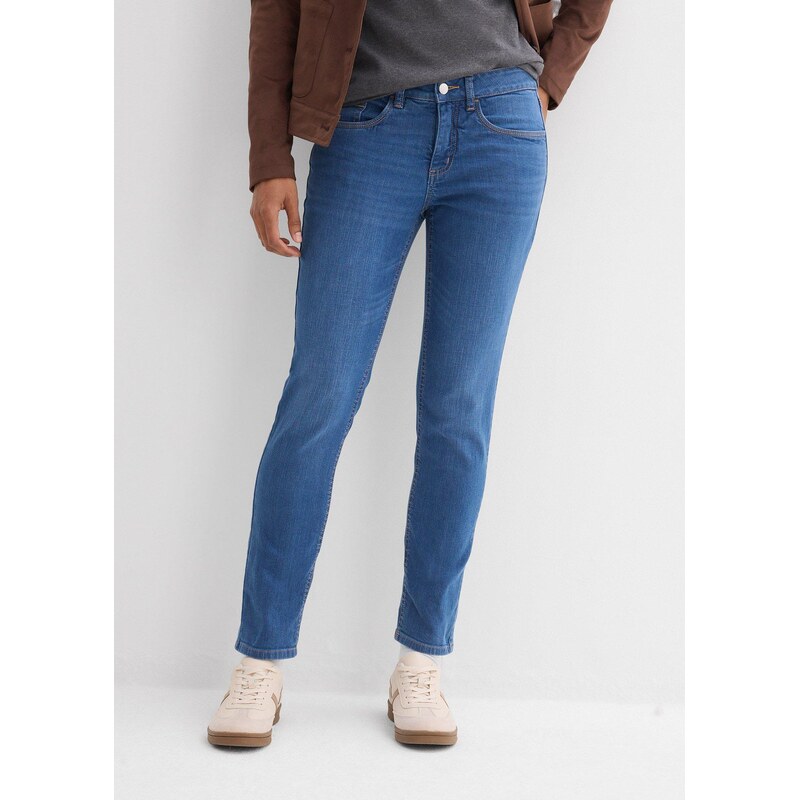 bonprix Džínsy slim fit, stredná výška pásu, bio bavlna, farba modrá 67426393