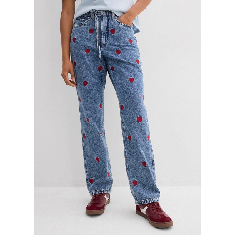 bonprix Džínsy straight, Loose, High Waist, farba modrá 67426400