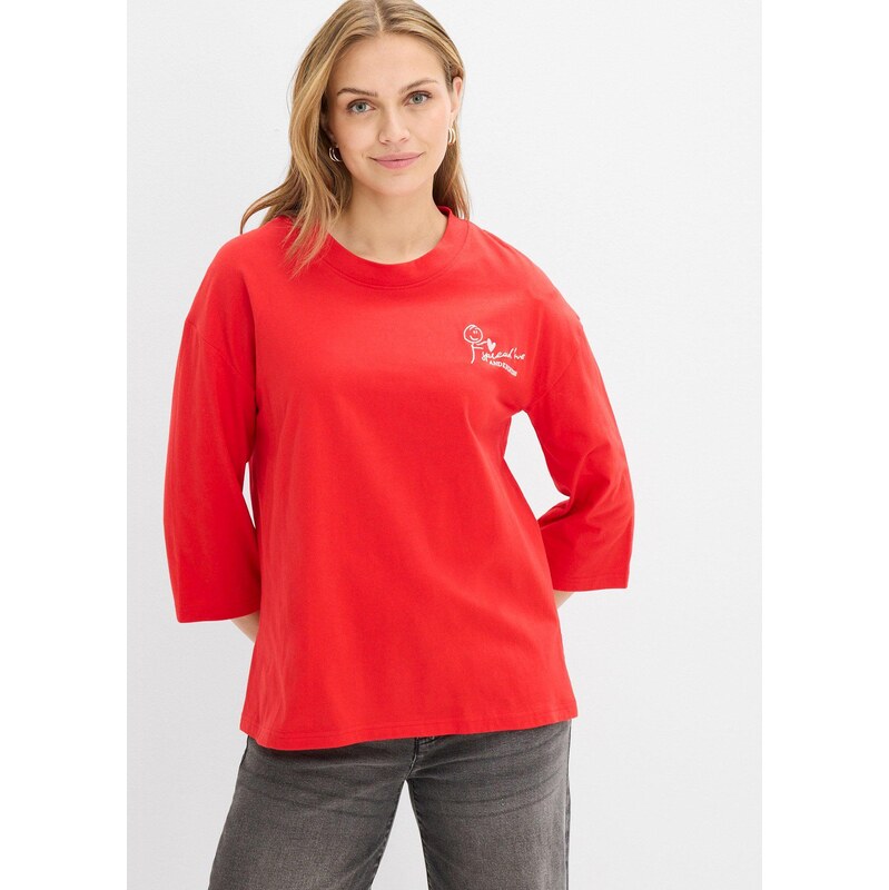 bonprix Tričko boxy z čistej bavlny, farba červená 67426426