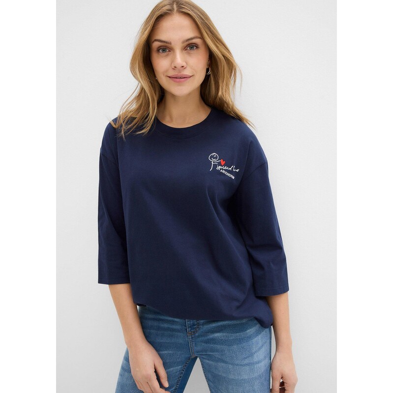 bonprix Tričko boxy z čistej bavlny, farba modrá 67426425