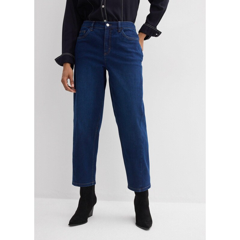 bonprix Džínsy Barrel, Mid Waist, bio bavlna, farba modrá 67426447