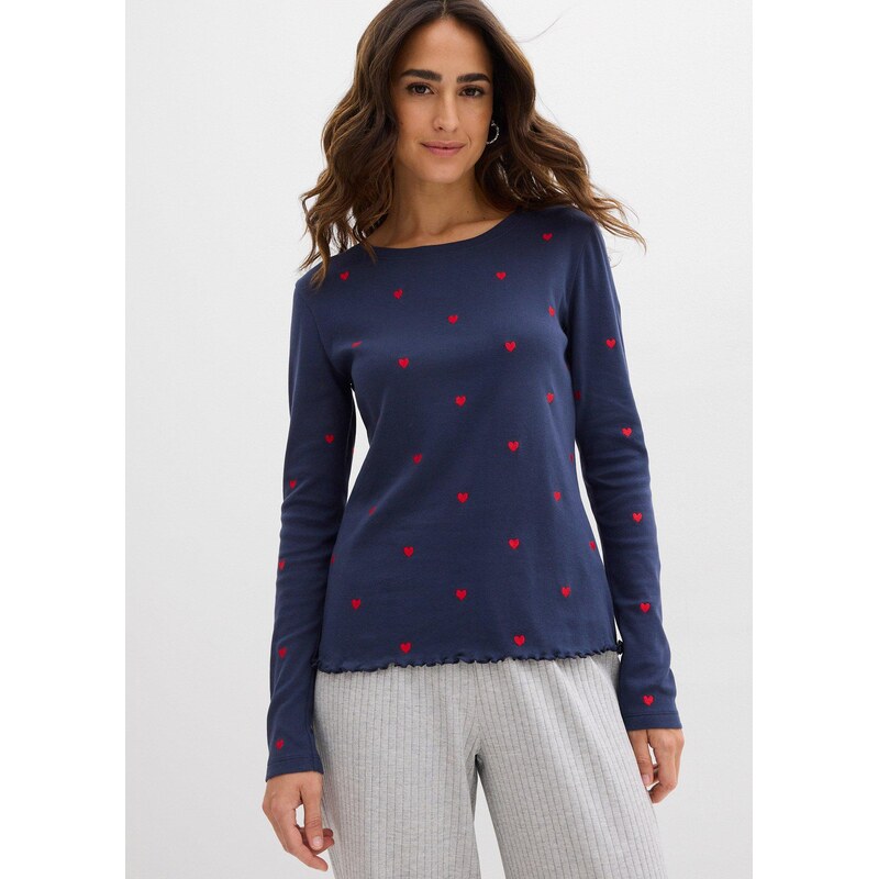 bonprix Tričko s dlhým rukávom, farba modrá 67426457