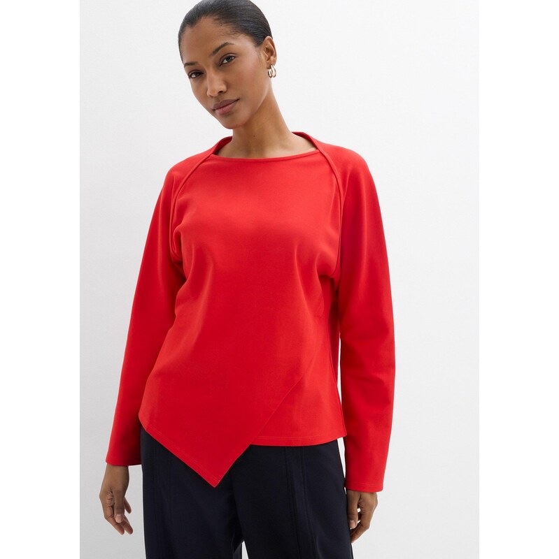 bonprix Tričko s dlhým rukávom z čistej bio bavlny, farba červená 67426464