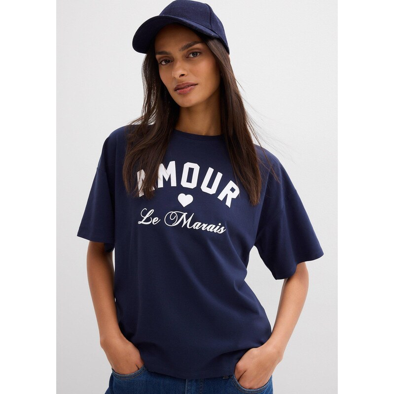 bonprix Tričko z elastického bio bavlneného mixu, farba modrá 67426488