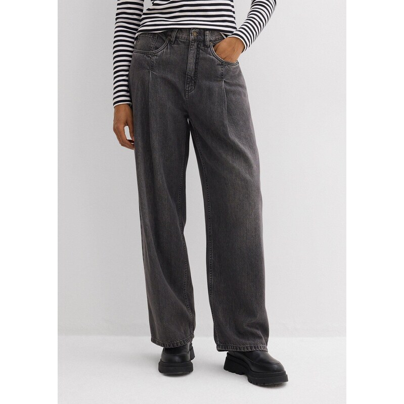 bonprix Džínsy wide-leg, vysoký pás, farba šedá 67426516