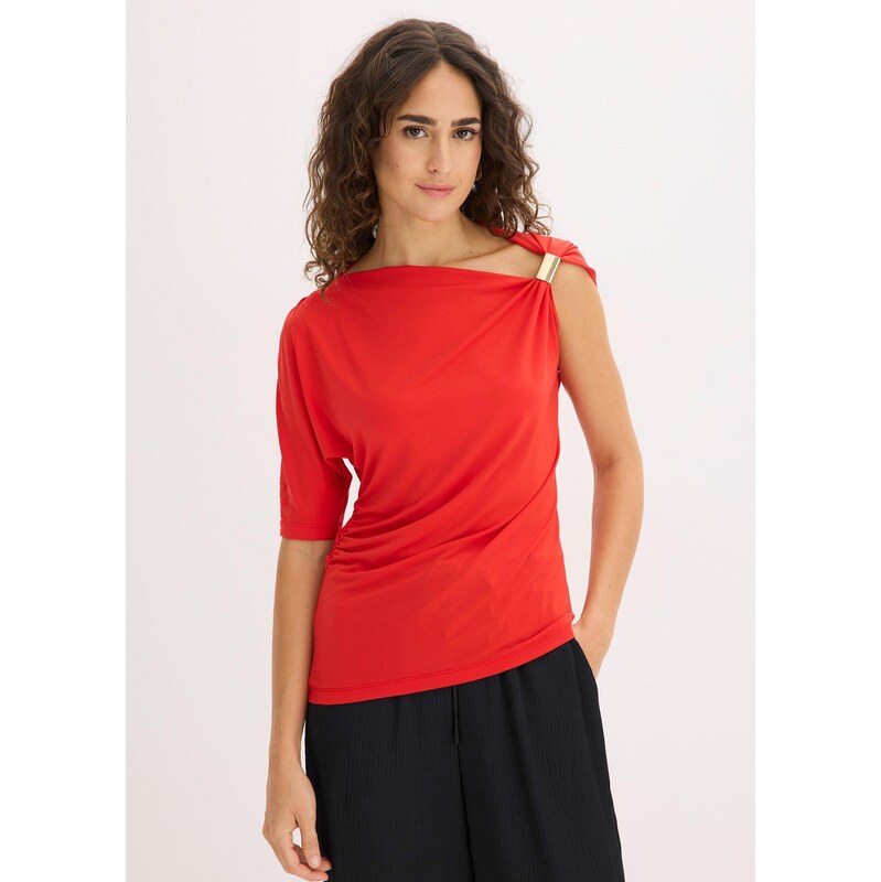 bonprix Tričko s asymetrickým výstrihom, farba červená 67426509