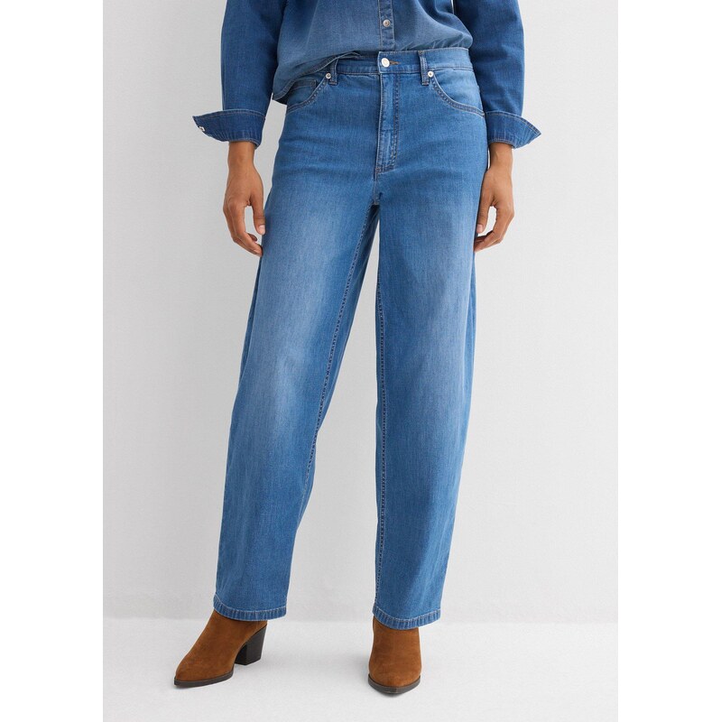 bonprix Džínsy barrel, High Waist, farba modrá 67426517
